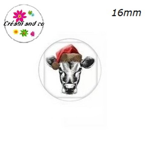 X2 cabochons vache noël 16mm
