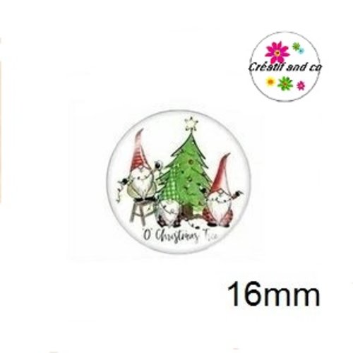 X2 cabochons lutins noël 16mm