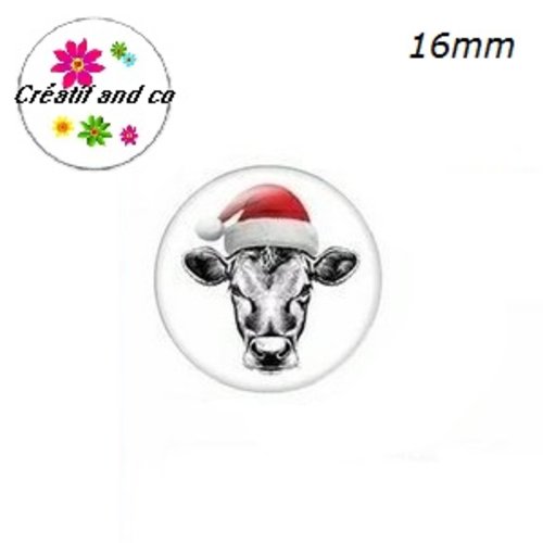 X2 cabochons vache noël 16mm