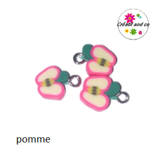 Pendentif pomme rose fimo