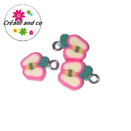 Pendentif pomme rose fimo