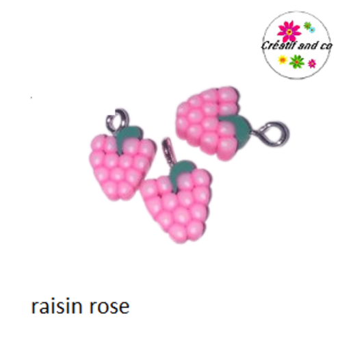 Pendentif raisin rose fimo