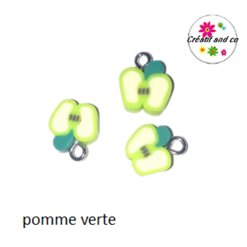 Pendentif pomme verte fimo