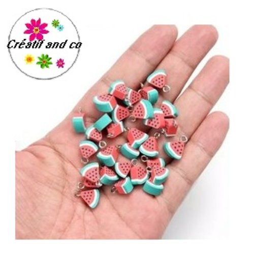 Pendentif 1/4 de pastèque  fimo