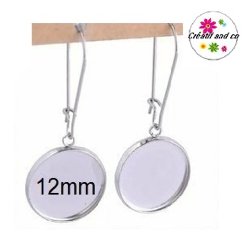 Boucle d'oreille pendante accroche 38mm cabochon 12mm