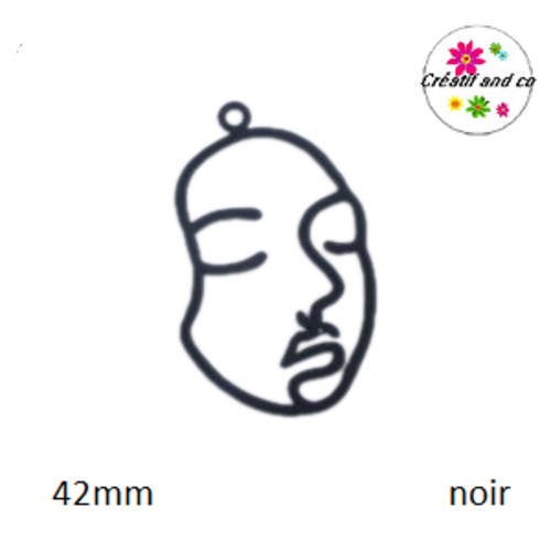 Breloque visage noir "effet gomme"