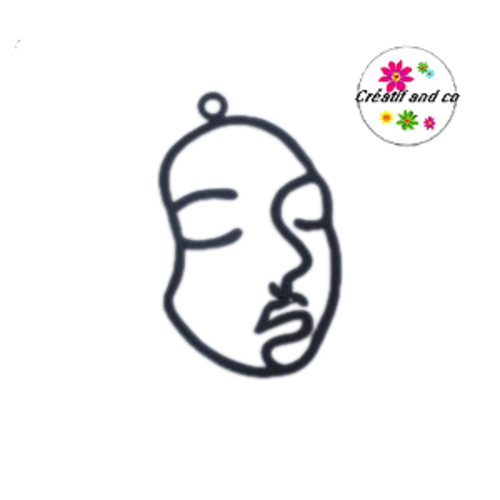 Breloque visage noir "effet gomme"