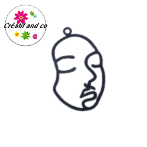 X2 breloques visage noir "effet gomme"