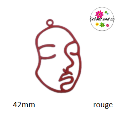 Breloque visage rouge "effet gomme"