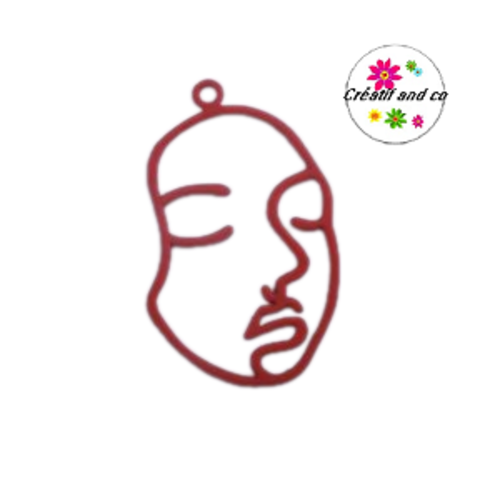 Breloque visage rouge "effet gomme"