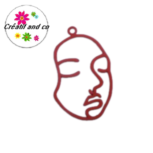 X2 breloques visage rouge "effet gomme"