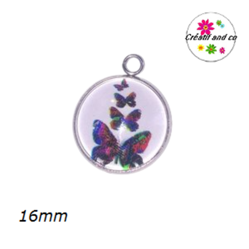Pendentif cabochon nuée de papillons 16mm