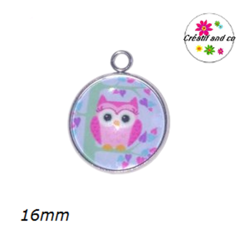 Pendentif cabochon hibou 16mm