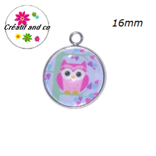 Pendentif cabochon hibou 16mm