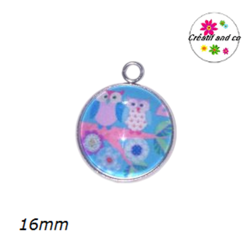 Pendentif cabochon hiboux 16mm