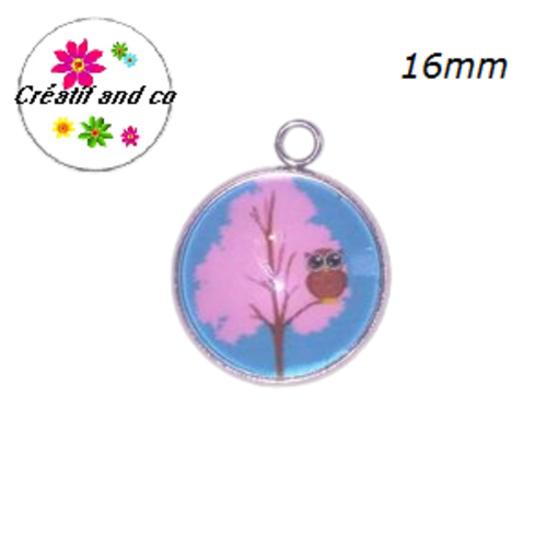 Pendentif cabochon hibou 16mm