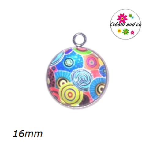 Pendentif cabochon psychadèlique 16mm