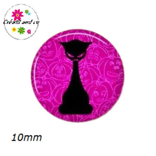 X2 cabochons chat noir 10mm