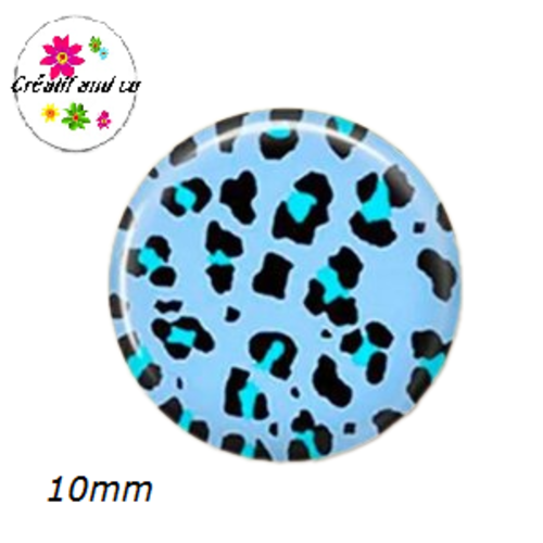 X2 cabochons motif léopard 10mm