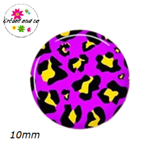 X2 cabochons motif léopard 10mm