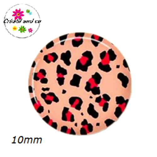 X2 cabochons motif léopard 10mm