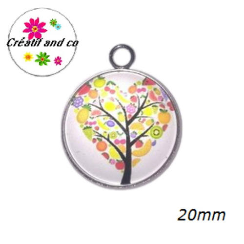 Pendentif cabochon arbre fruit 20mm