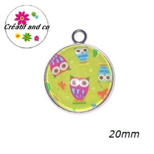 Pendentif cabochon nuée d'hiboux 20mm