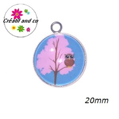 Pendentif cabochon hibou 20mm