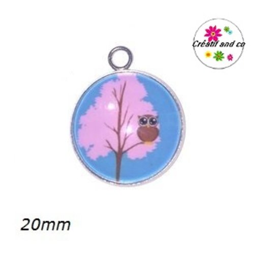 Pendentif cabochon hibou 20mm