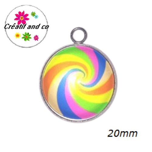 Pendentif cabochon spirale 20mm