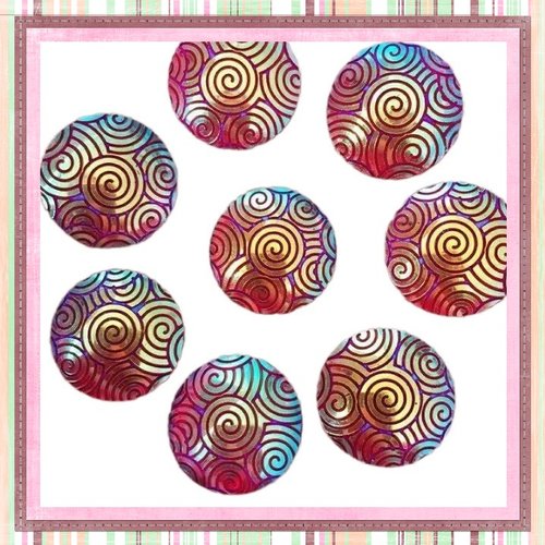 X2 cabochons brillant rouge résine 16mm