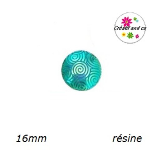 X2 cabochons brillant turquoise résine 16mm