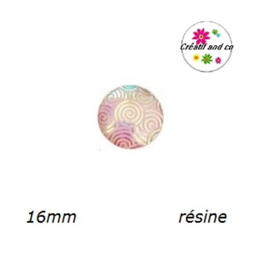 X2 cabochons brillant rose résine 16mm