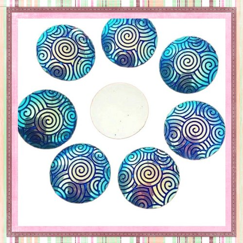 X2 cabochons brillant bleu roi résine 16mm