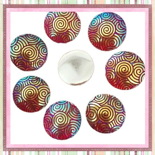 Cabochon brillant rouge résine 16mm