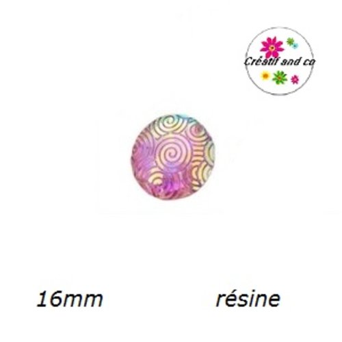 Cabochon brillant parme résine 16mm