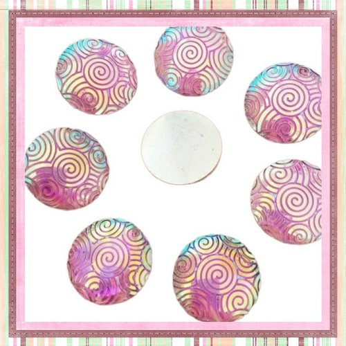 Cabochon brillant parme résine 16mm