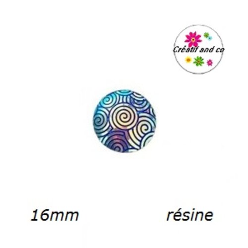 Cabochon brillant bleu roi résine 16mm