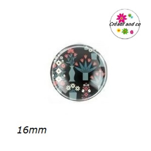 X2 cabochons fleurs 16mm