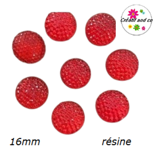 Cabochon brillant rouge résine 16mm