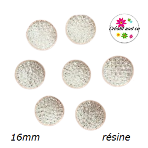 Cabochon brillant blanc résine 16mm