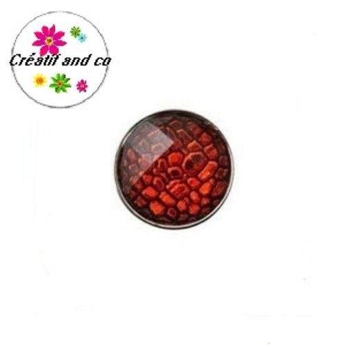 Bouton pression motif craquelé rouge résine