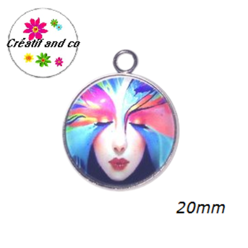 Pendentif cabochon visage 20mm