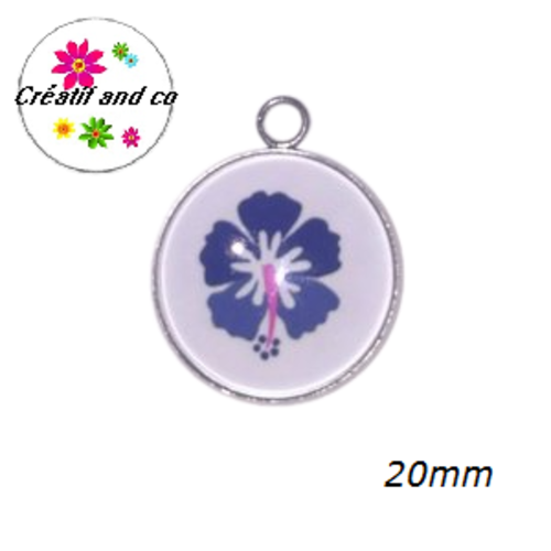 Pendentif cabochon fleuri 20mm