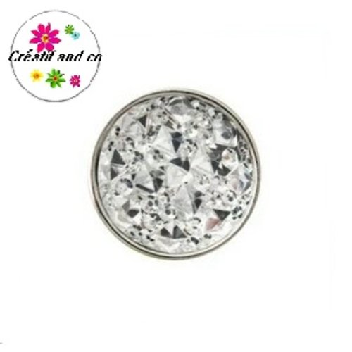 Bouton pression argent résine 18mm