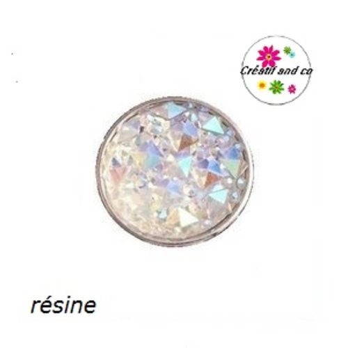 Bouton pression crystal résine 18mm