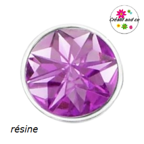 Bouton pression à facette parme résine