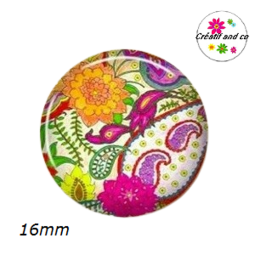 X2 cabochons fleuris 16mm