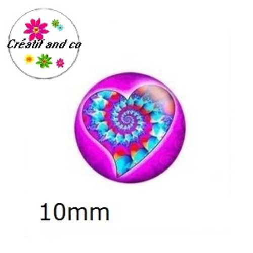 X2 cabochons coeur coloré 10mm