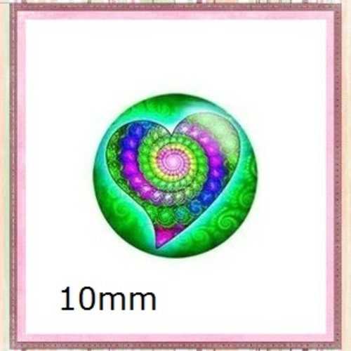 X2 cabochons coeur coloré 10mm